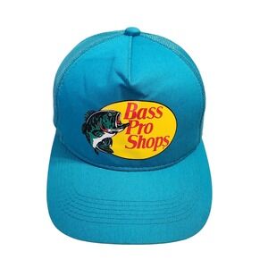 Bass Pro Shops‎ Trucker Hat Teal Mesh Cap Adult Adjustable Fishing Outdoor